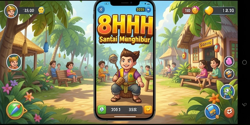 Screenshot utama menampilkan gameplay santai di 8HHH.