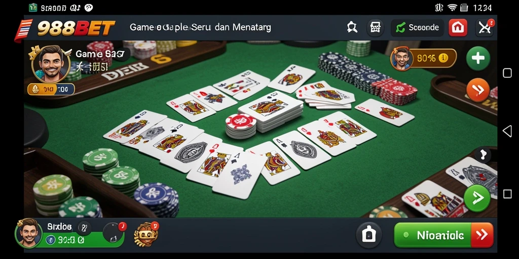 Tampilan gameplay seru dalam permainan Gaple di 988BET.