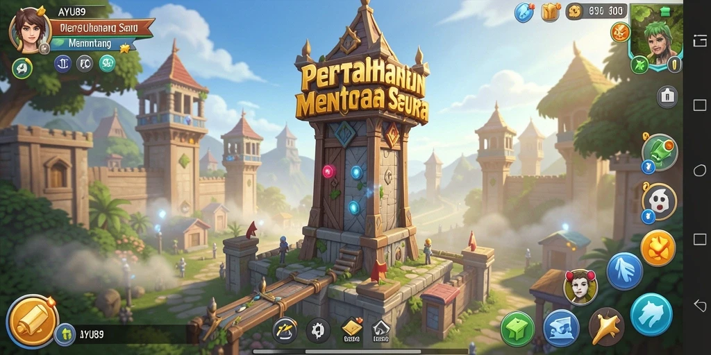 Tampilan gameplay menara pertahanan yang seru dan menarik.