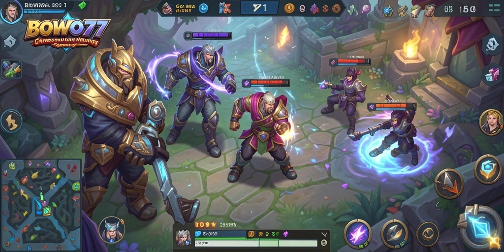 Screenshot gameplay BOWO77 yang menunjukkan aksi seru MOBA.