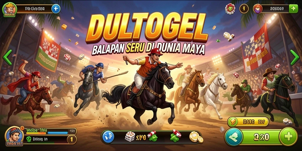 Screenshot gameplay DULTOGEL yang menampilkan aksi balapan yang mendebarkan.