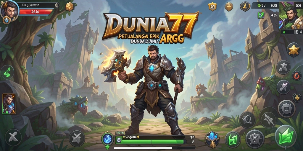 Screenshot gameplay DUNIA77 menampilkan aksi pertempuran yang mendebarkan.