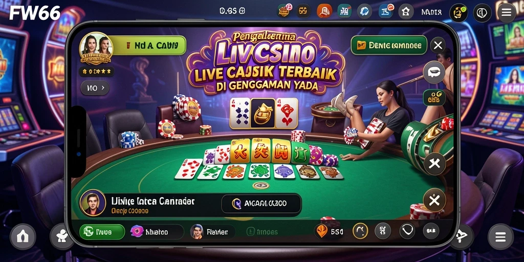 Screenshot gameplay Live Casino FW66 yang menampilkan dealer profesional.