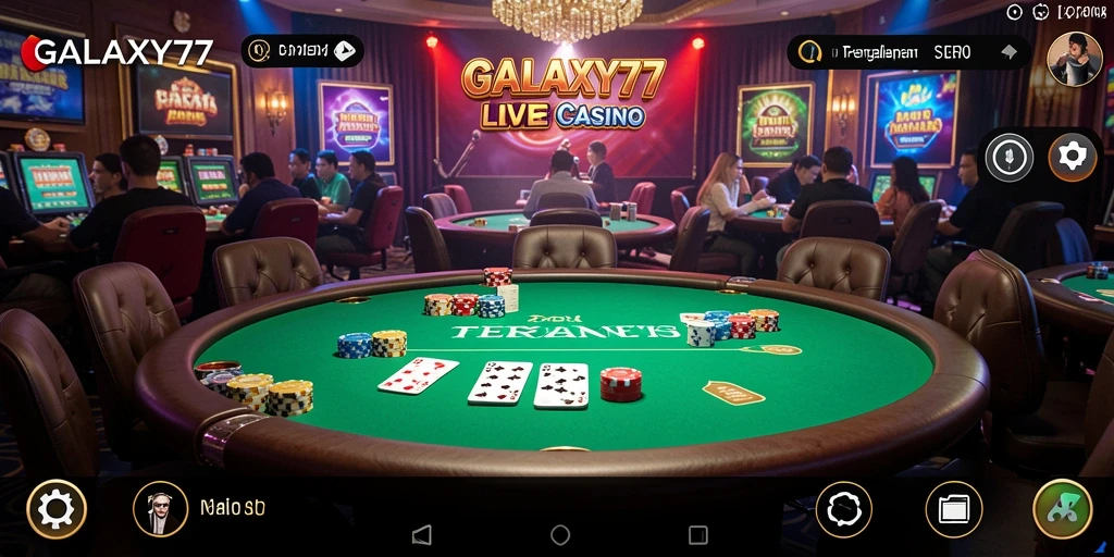 Tampilan permainan Live Casino yang mengasyikkan dan interaktif di GALAXY77.