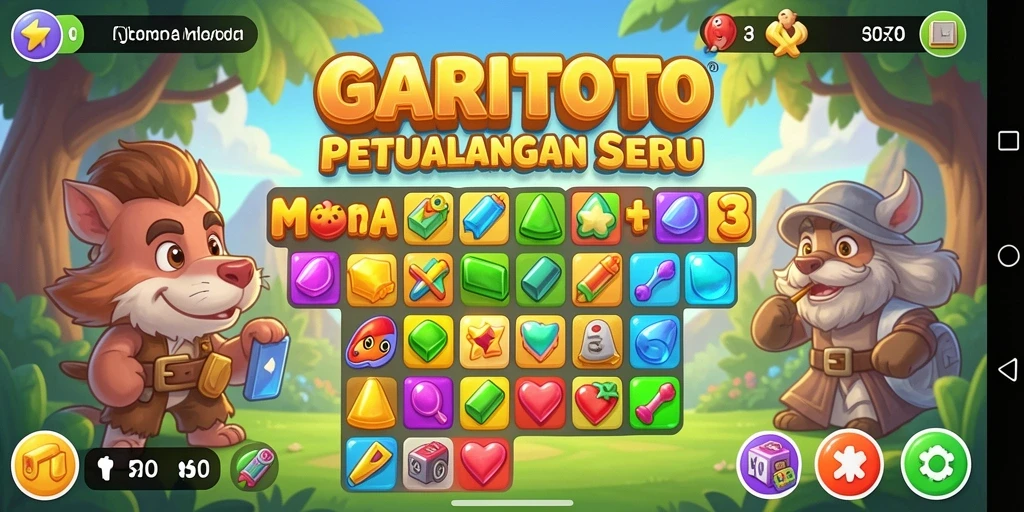 Tampilan menarik dari gameplay GARITOTO dalam genre Match-3.