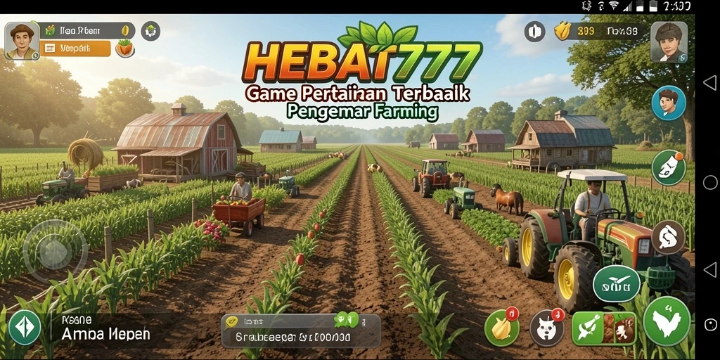 Tampilan permainan HEBAT777 yang menampilkan aktivitas bertani.