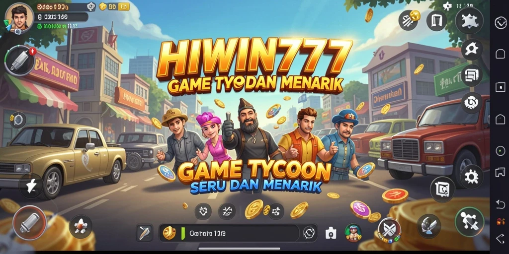 Screenshot gameplay HIWIN777 yang menunjukkan pengelolaan bisnis Tycoon.