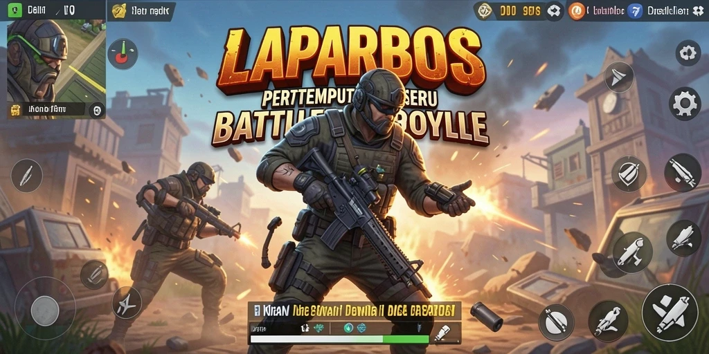 Tangkapan layar gameplay LAPARBOS yang menangkap ketegangan pertarungan Battle Royale.