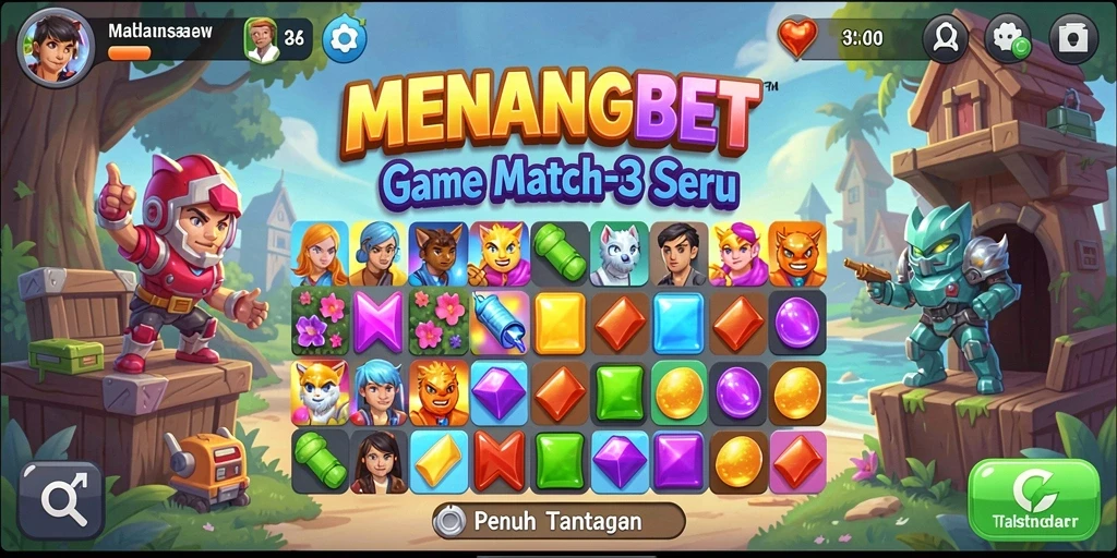 Tangkap momen seru gameplay match-3 MENANGBET yang menantang!