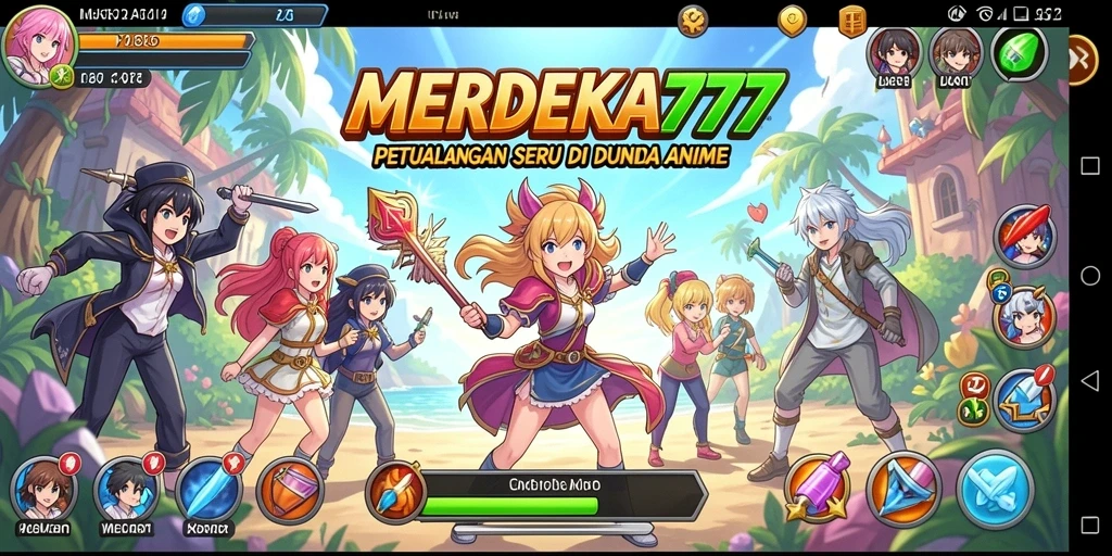 Tampilan screenshot game MERDEKA777 yang menampilkan aksi seru karakter anime.