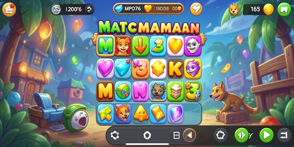 Screenshot MPO76 menampilkan gameplay seru dan menantang di Match-3.