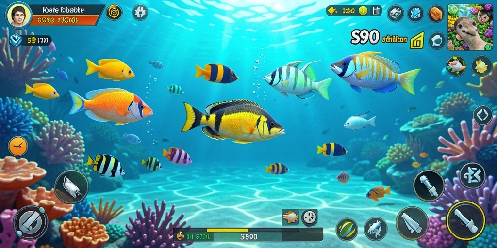 Screenshot menampilkan gameplay seru dari S80 saat menembak ikan.