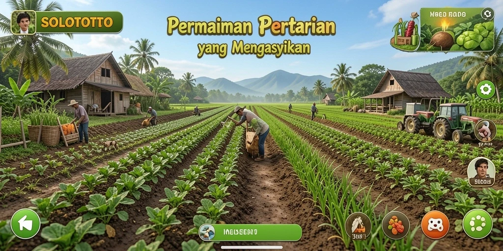 Tampilan menarik dari gameplay SOLOTOTO yang menampilkan ladang pertanian.