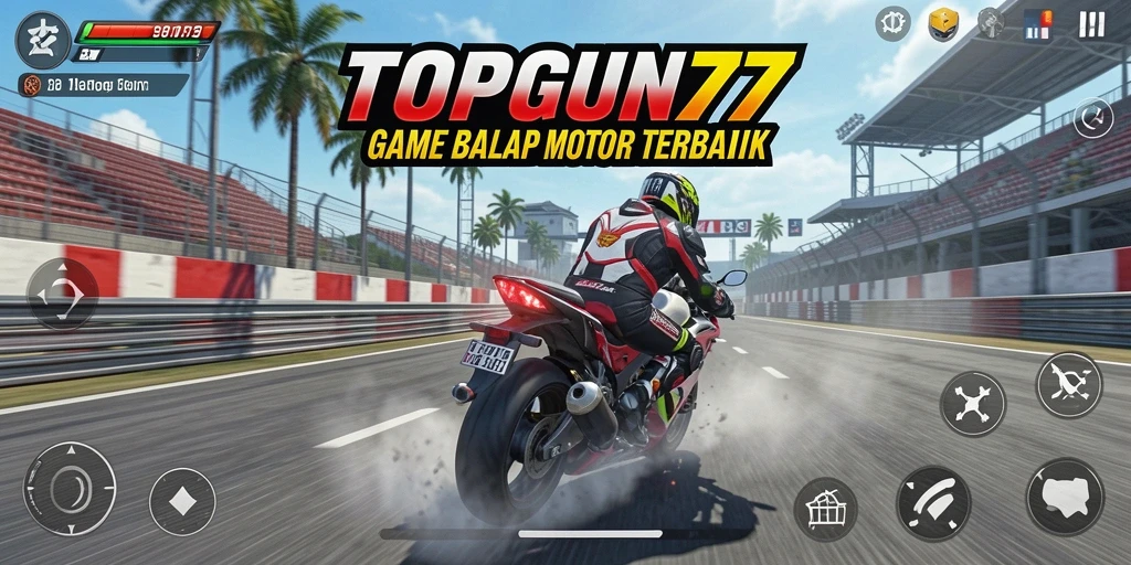 Gameplay seru di <strong>TOPGUN77</strong> yang menampilkan balapan motor yang mendebarkan.